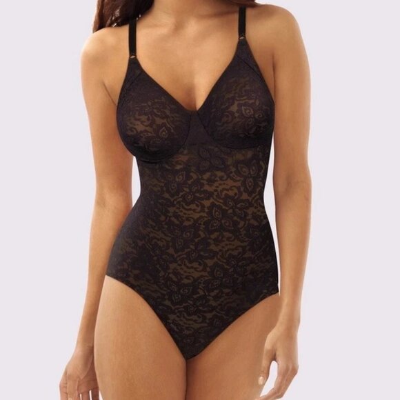 Bali Lace 'N Smooth Firm Control Body Shaper 38D Black DF8L10 NWT - Picture 1 of 11
